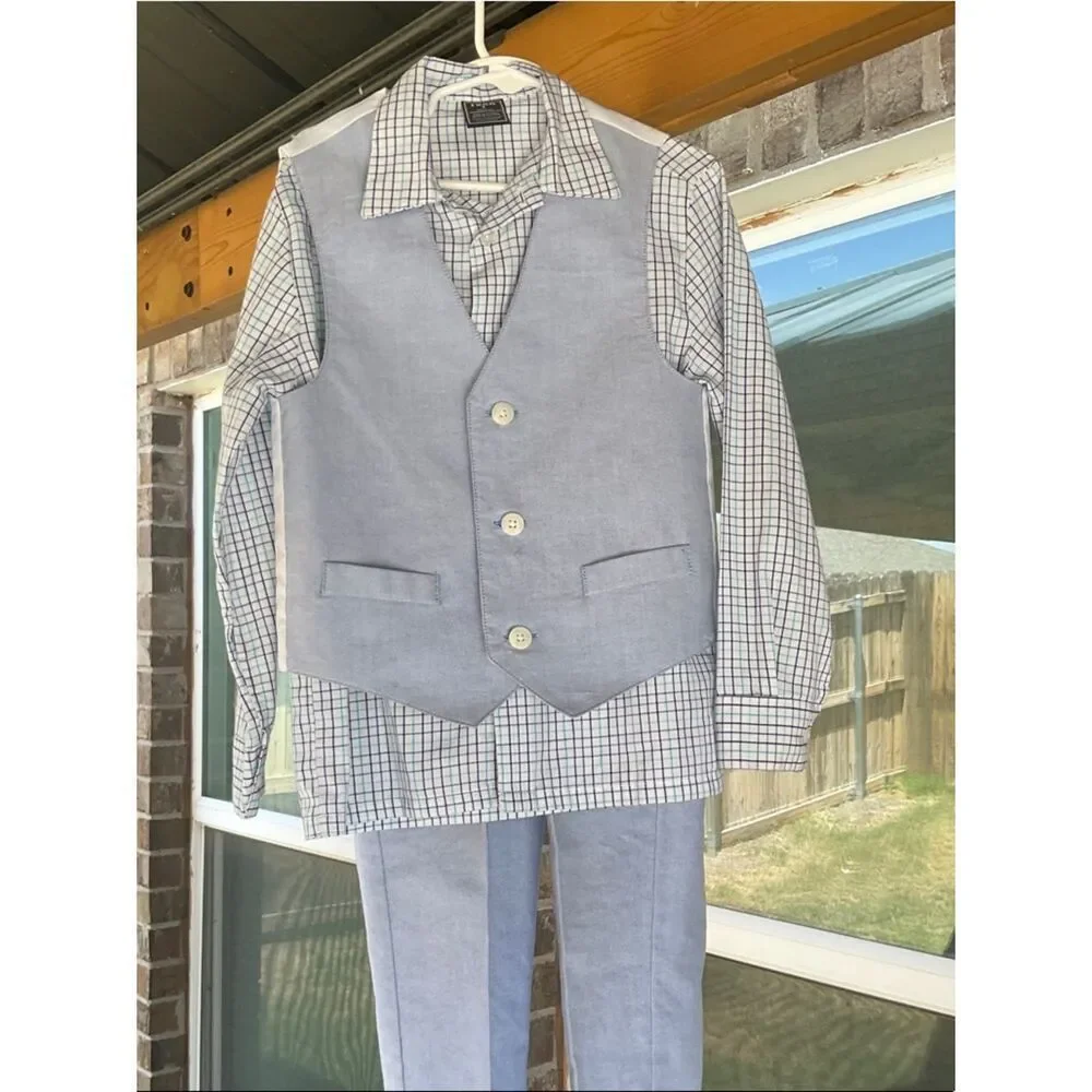 Take 50% OFF- Izod Light Blue Boys' Vest, Shirt & Pants 3-Piece Set, Size-6